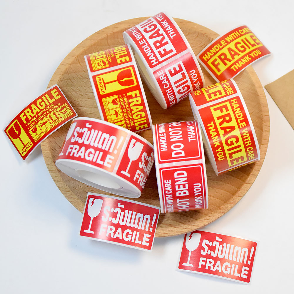 250 fragile item warning labels in English, self-adhesive stickers, tamper-proof fragile item reminder labels