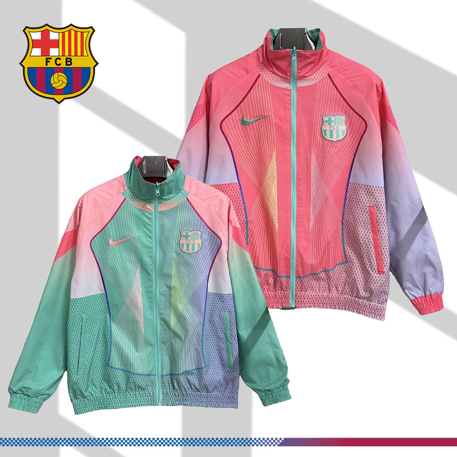 2025/2026 Barcelona special edition double-sided waterproof windbreaker