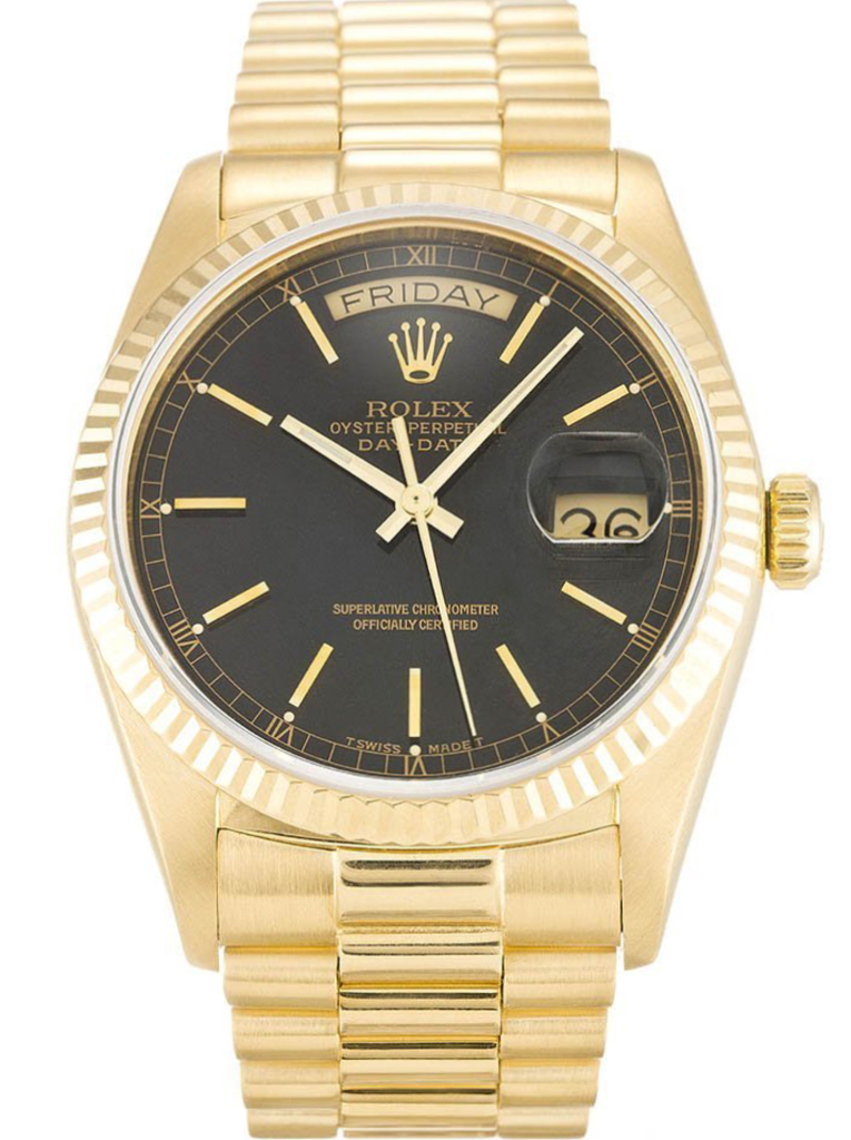 Replica Rolex Day-Date 36mm Black Dial 18038