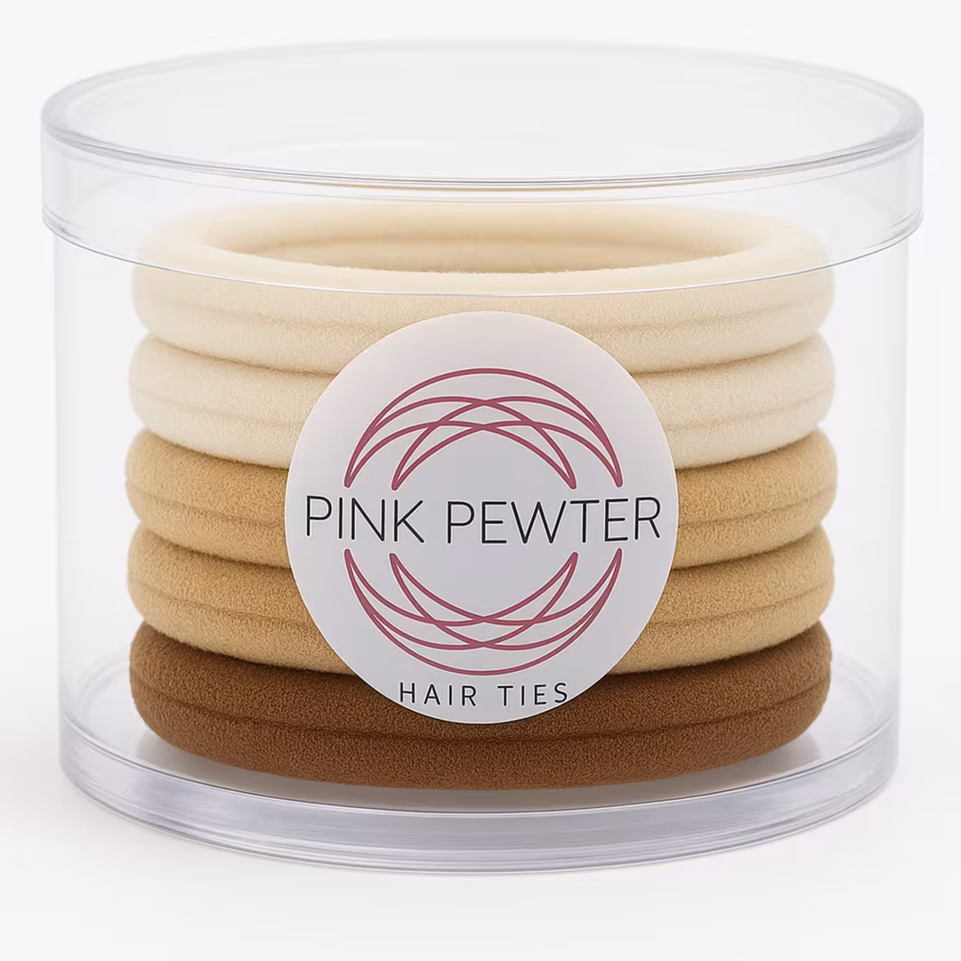 Pink Pewter  Gentle Cotton Comfort Hair Ties in Cylinder