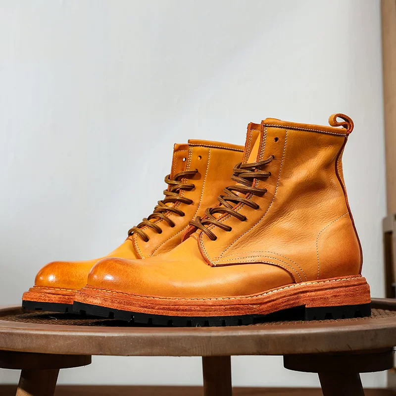 Goodyear high-end horse leather heavy industry washed retro Martin boots