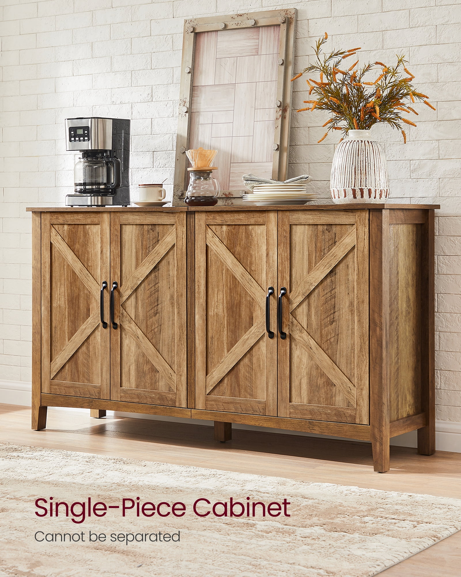 Buffet Cabinet Sideboard Storage Cabinet with Adjustable Shelves for Living Room Rustic Walnut