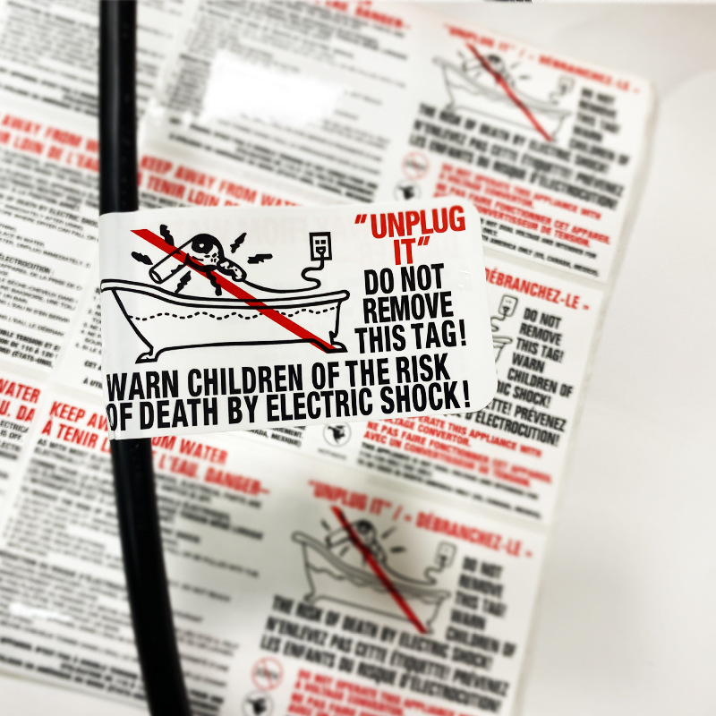 UL power cord label North American UL817 certified waterproof power cord warning label PGIS2 certified cable label