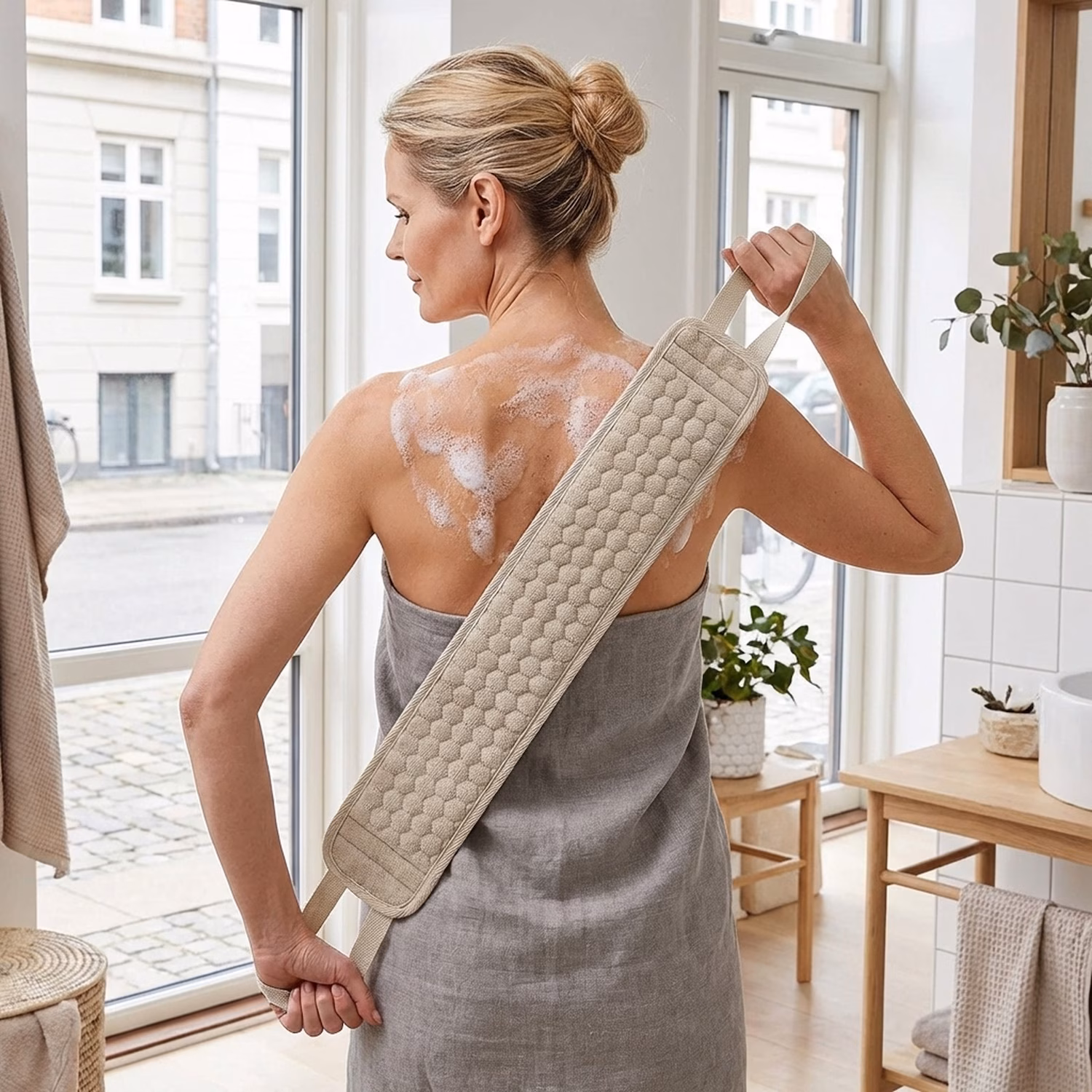 Peeling-Rückenschrubber mit Griffen