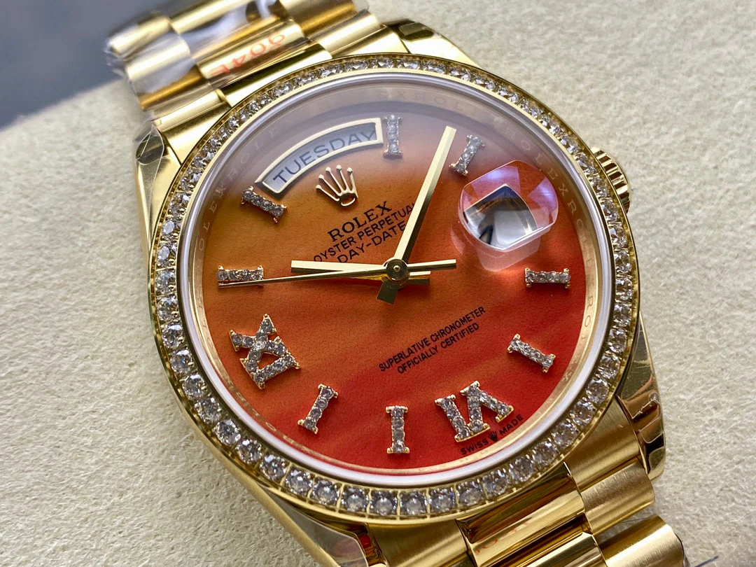 Rolex Watch Day-Date 36mm Gold Orange Dial