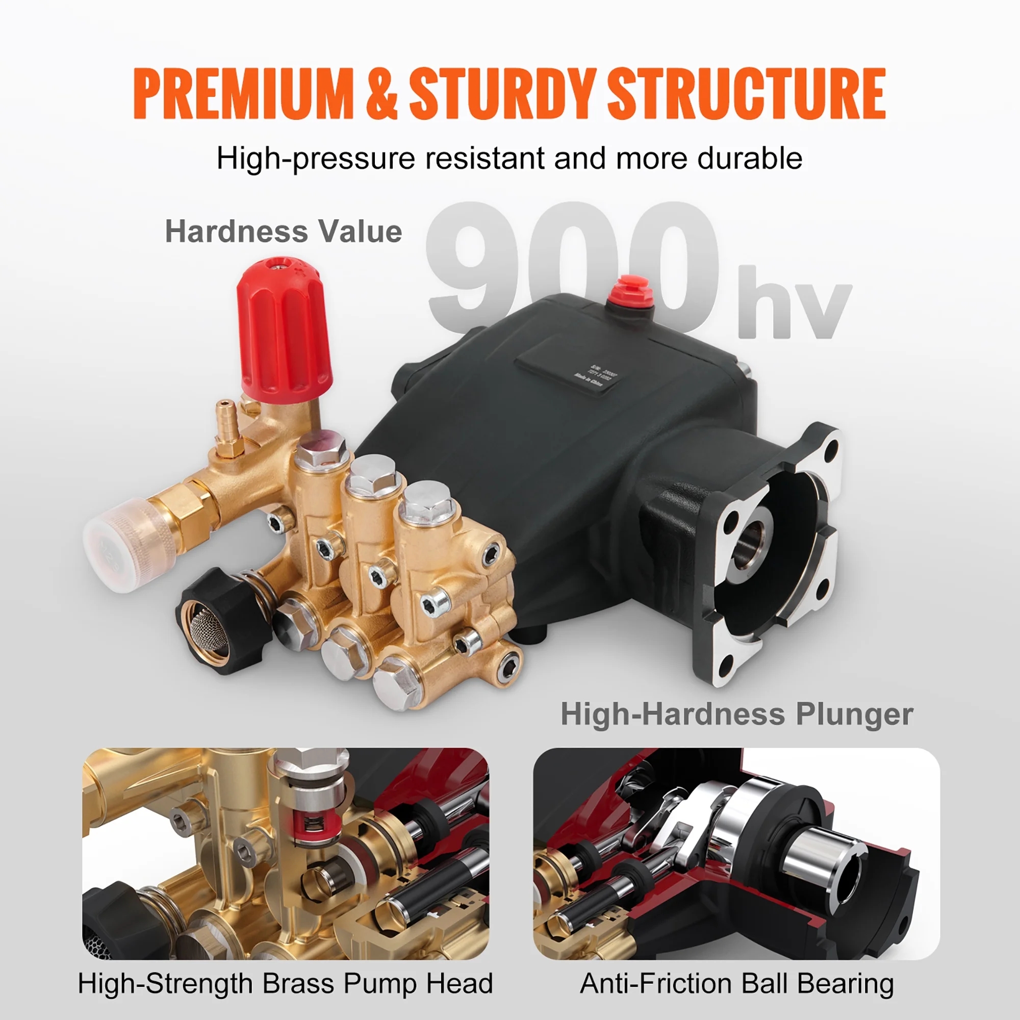 KFFKFF Pressure Cleaning Pump, Triplex Plunger with 3/4