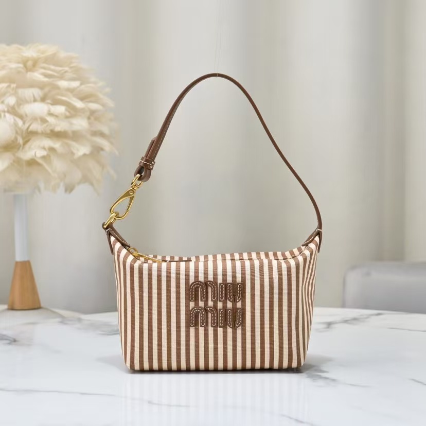 Miu Miu new striped brown canvas box bag