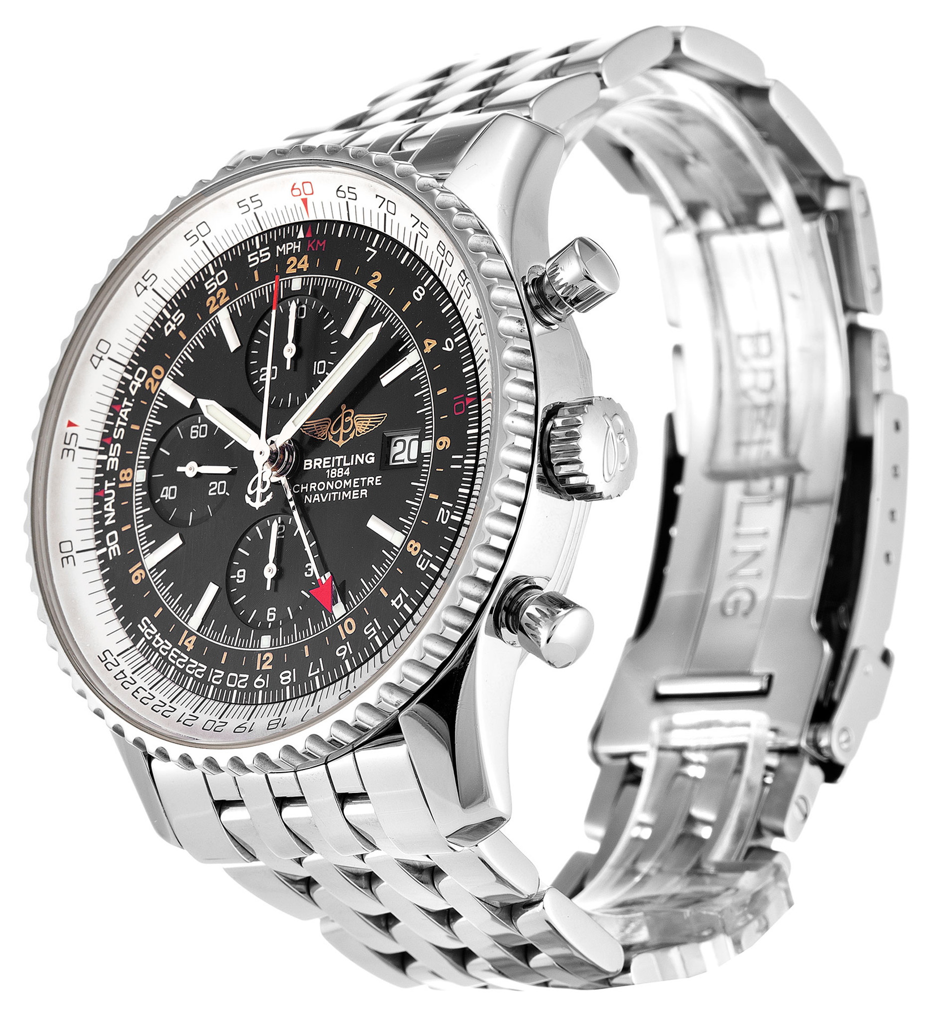 Replica Breitling Navitimer World Black Dial Stick Markers A24322