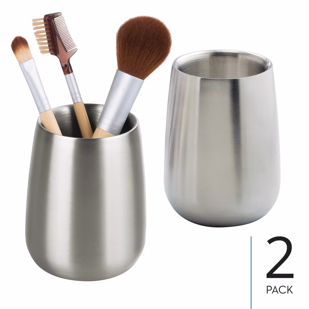 iDesign  Brushed Stainless Steel Bathroom Tumbler