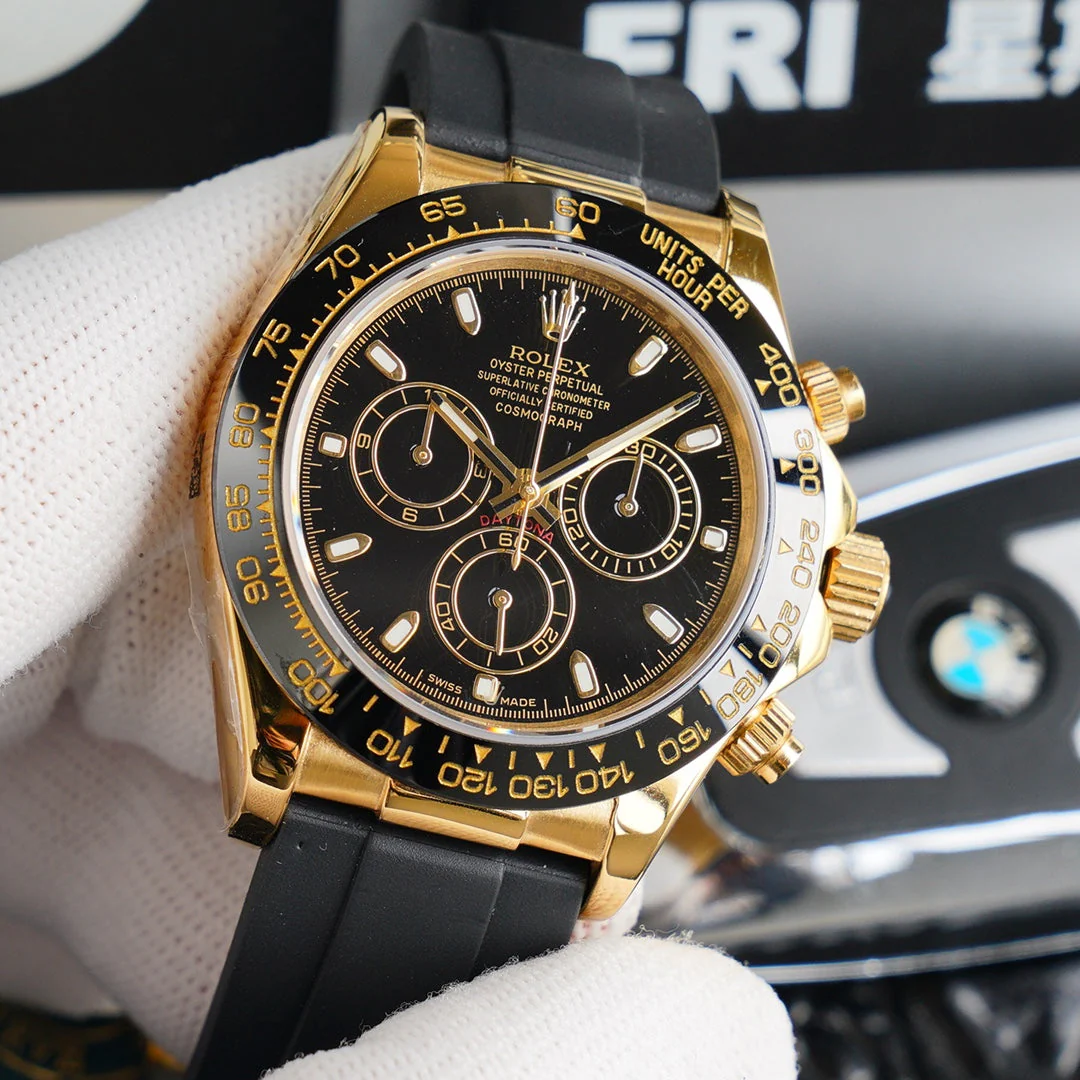 Rolex Watch DAYTONA 40MM GOLD CASE BLACK RUBBER STRAP Watch