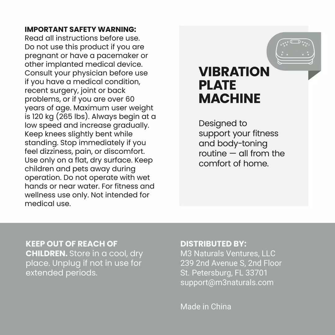 M3  Whole Body Vibration Plate Exercise Machine