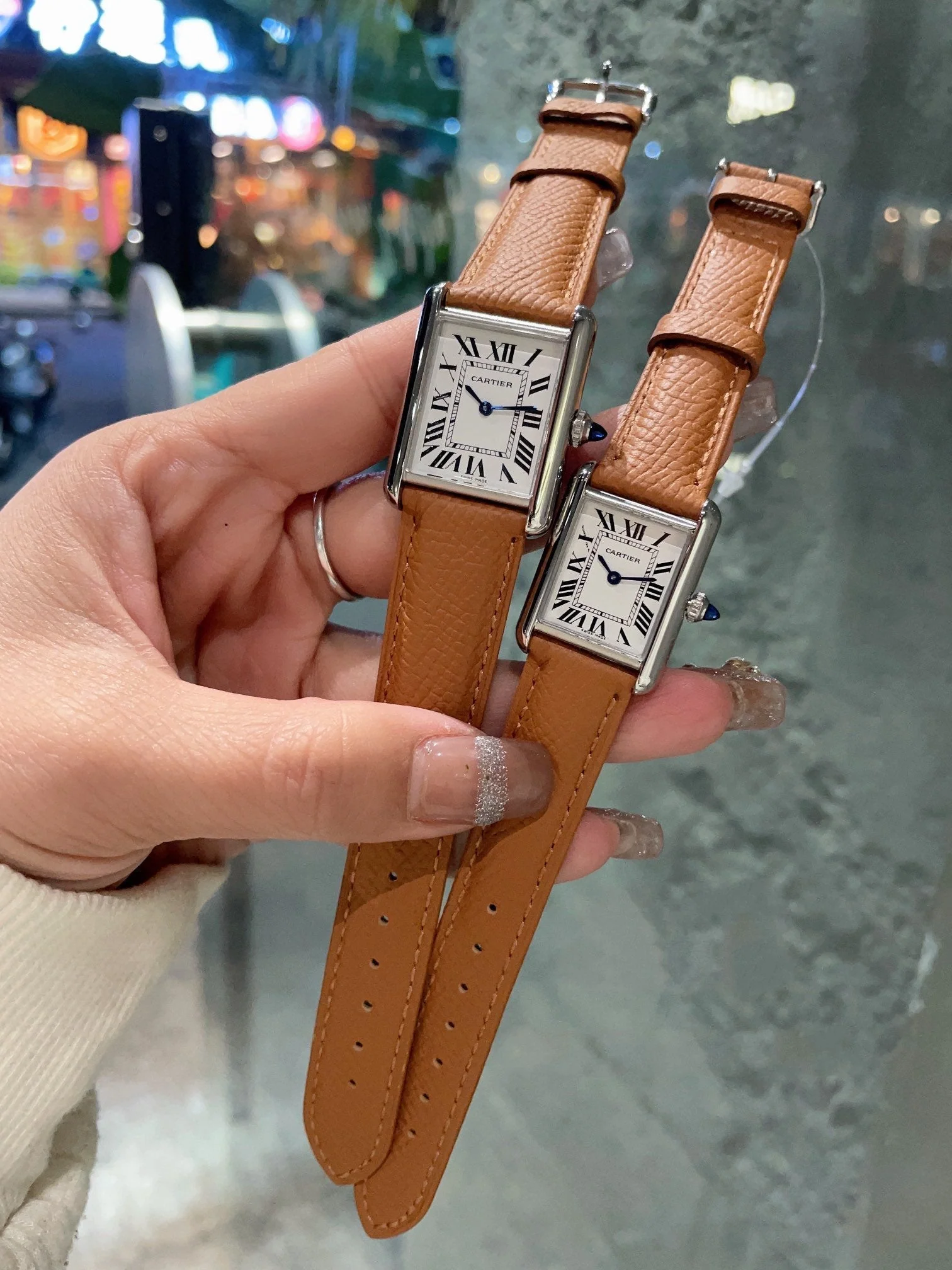 Cartier Watch TANK MUST STEEL BROWN EPSOM LEATHER