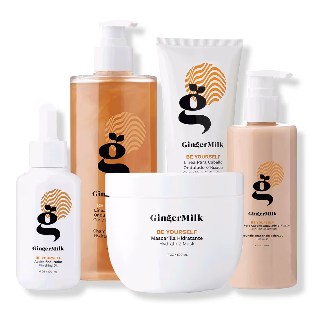 Ginger Milk  Curly Hair Care Set for Curly, Wavy & Coily Hair with Argan Oil & Shea Butter, 5-Piece