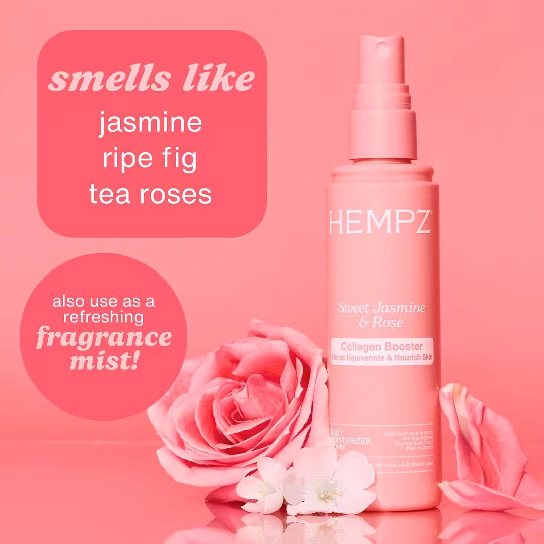 Hempz  Sweet Jasmine & Rose Body Moisturizer Spray with Collagen Booster