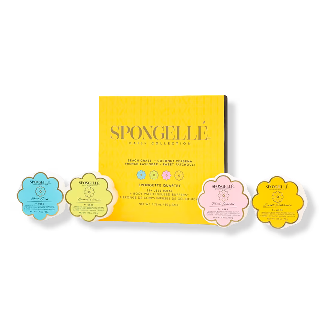SPONGELLE  Spongette Quartet Gift Set 2 | 4 Body Wash Infused Buffers | Travel Size