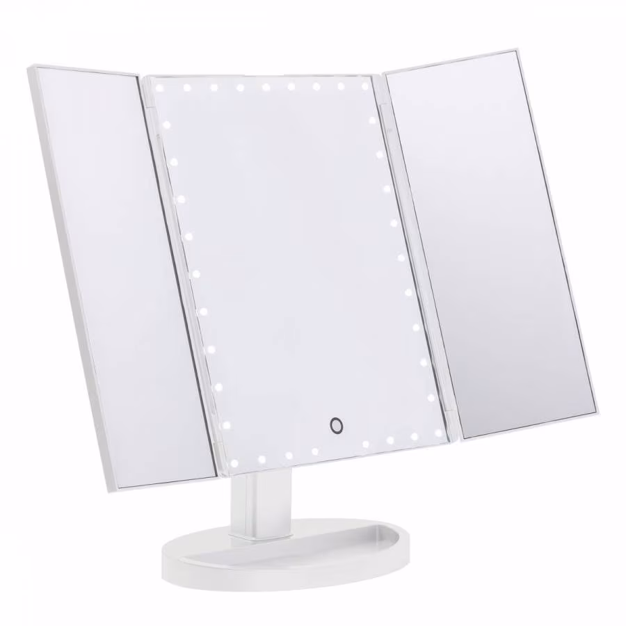Hollywood Trifold Kosmetikspiegel mit LED-Licht