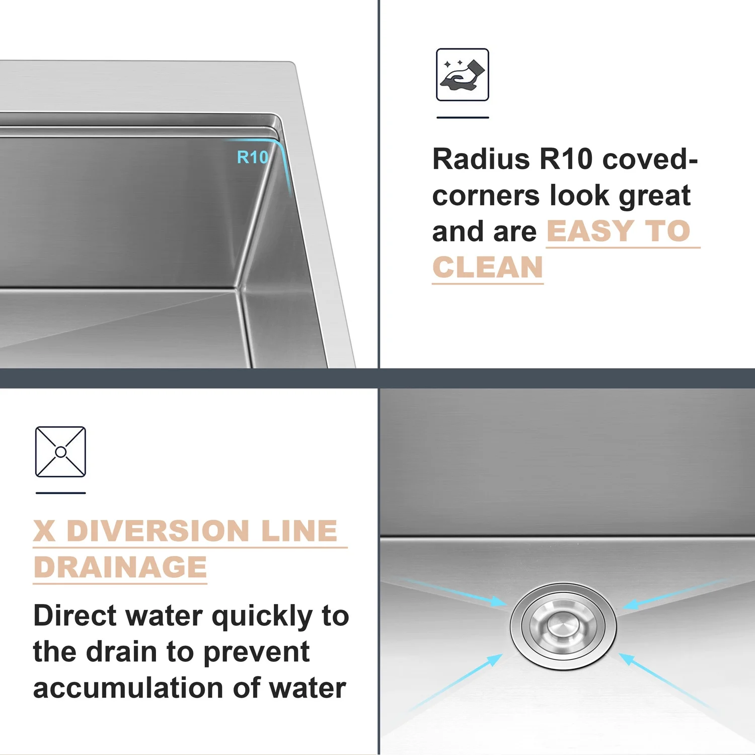 Coliware 33"X22" Workstation Kitchen Sink, 10 Deep Drop in Stainless Steel Topmount Single Bowl 2-Hole R10 Tight Radius Large Kitchen Sinks with Kit of 5 Accessories