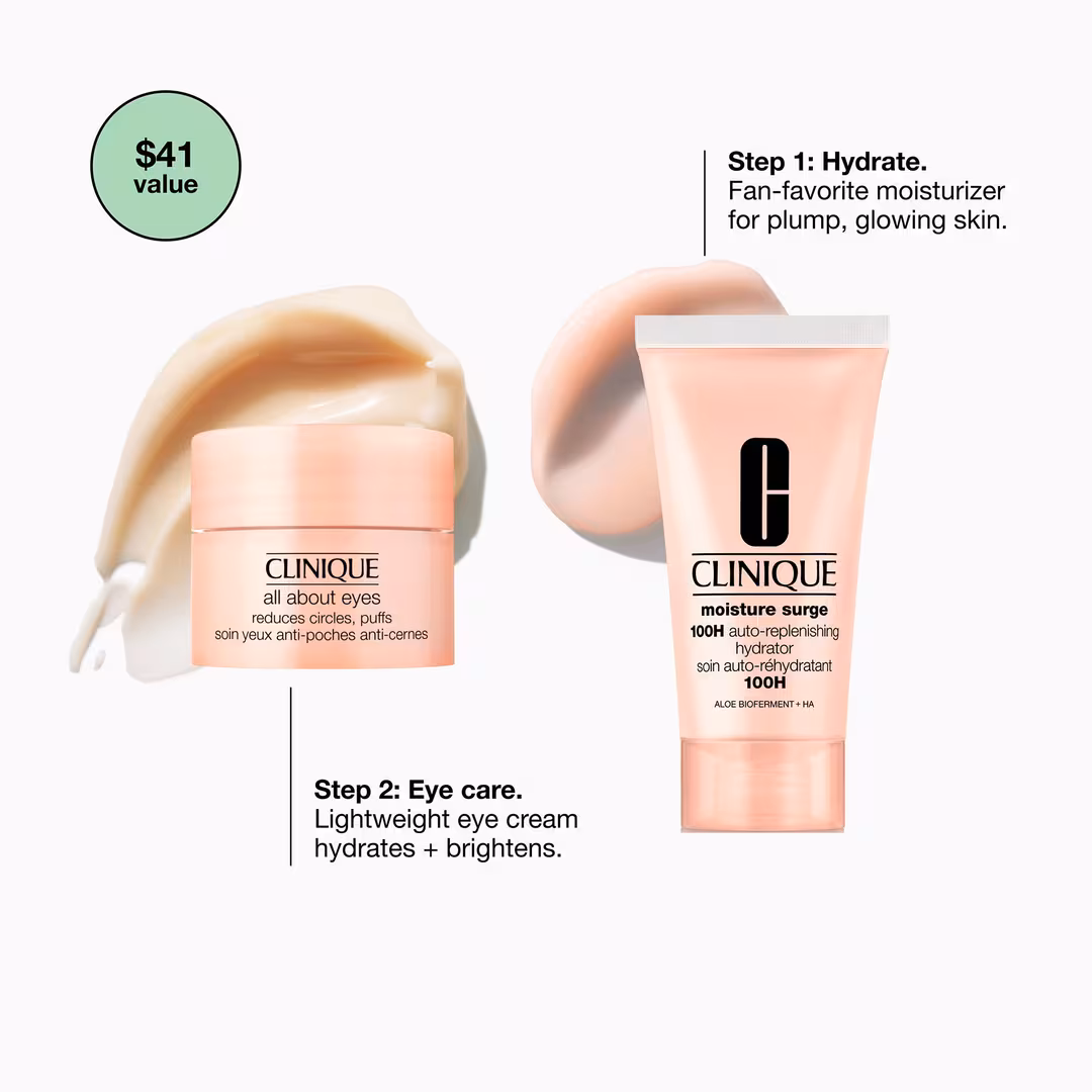 Clinique  2 Piece Bright Eyes, Glowing Skin: Moisturizer and Eye Cream Holiday Gift Set