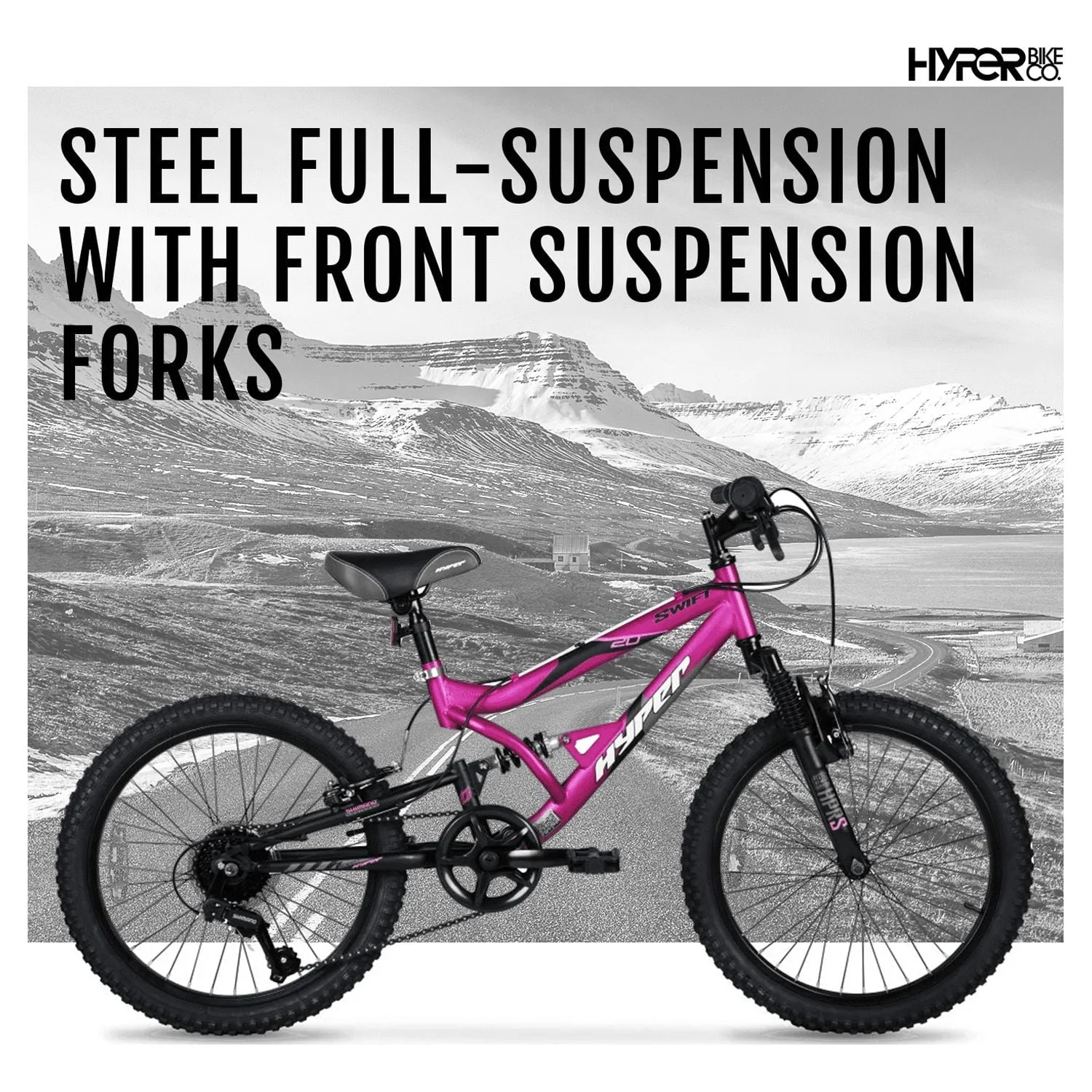Hyper Bicycles 20" Girl's Swift Mountain Bike for Kids, Magenta