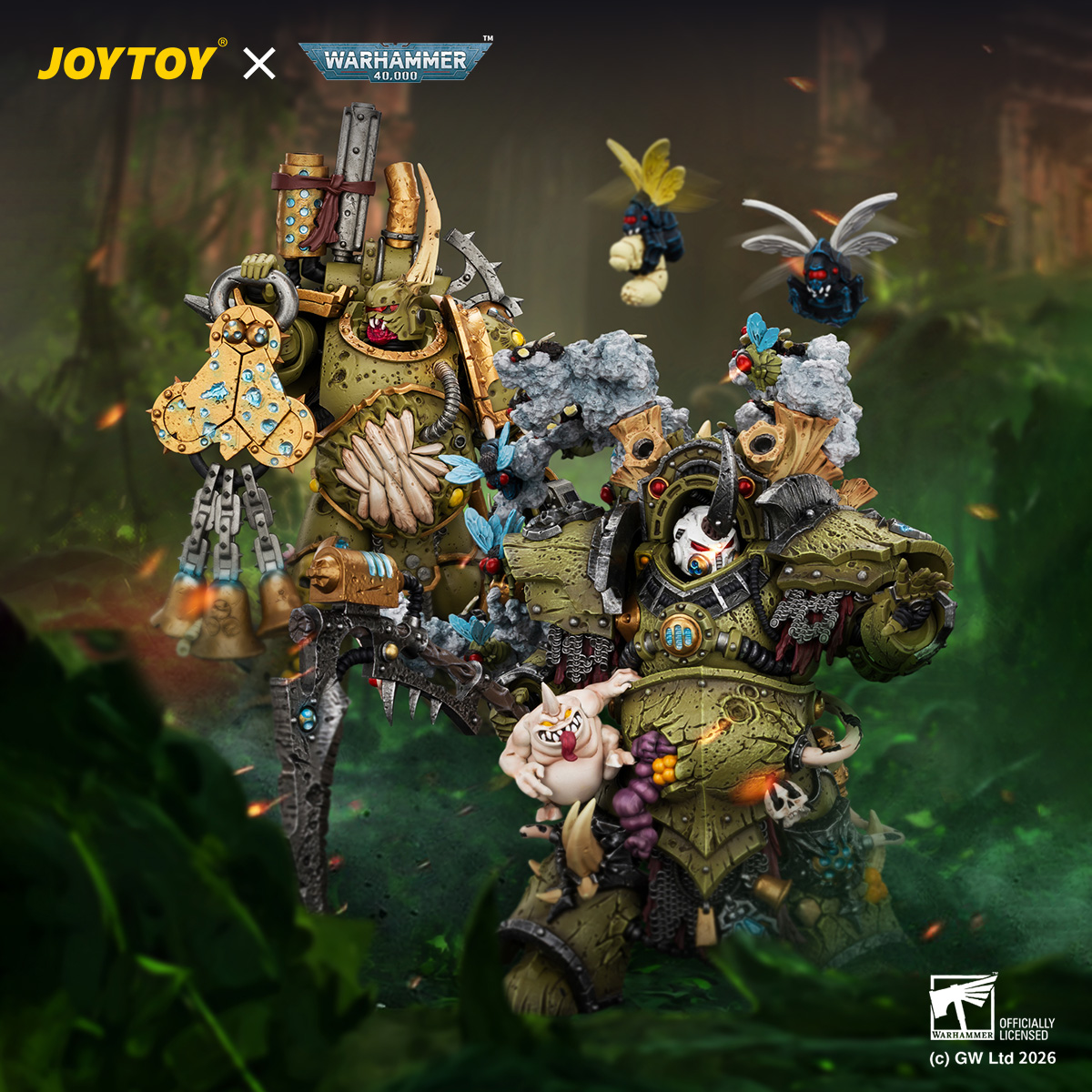 JOYTOY Warhammer 40k Death Guard Typhus Herald of the Plague God and Plague Marine 1 with Boltgun and Icon of Despair - JOYTOY WORLD