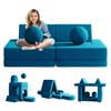 10Pcs Kids Sofa for Bedroom Playroom, Wanan Modular Toddler Couch Fold Out Couch Play Sofa for Boys Girls, Kids Sofa Couch Convertible Sofa Kids Foam Couch, Gray