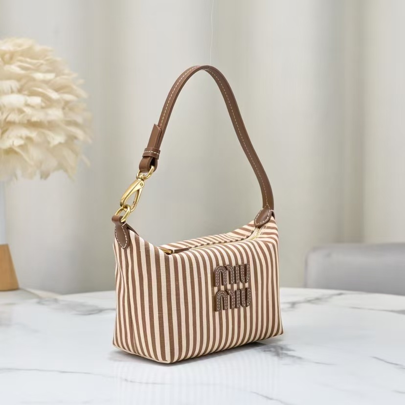 Miu Miu new striped brown canvas box bag