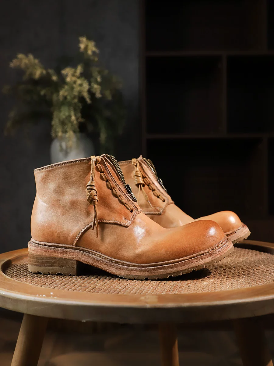 Primary color washed horse leather Martin boots