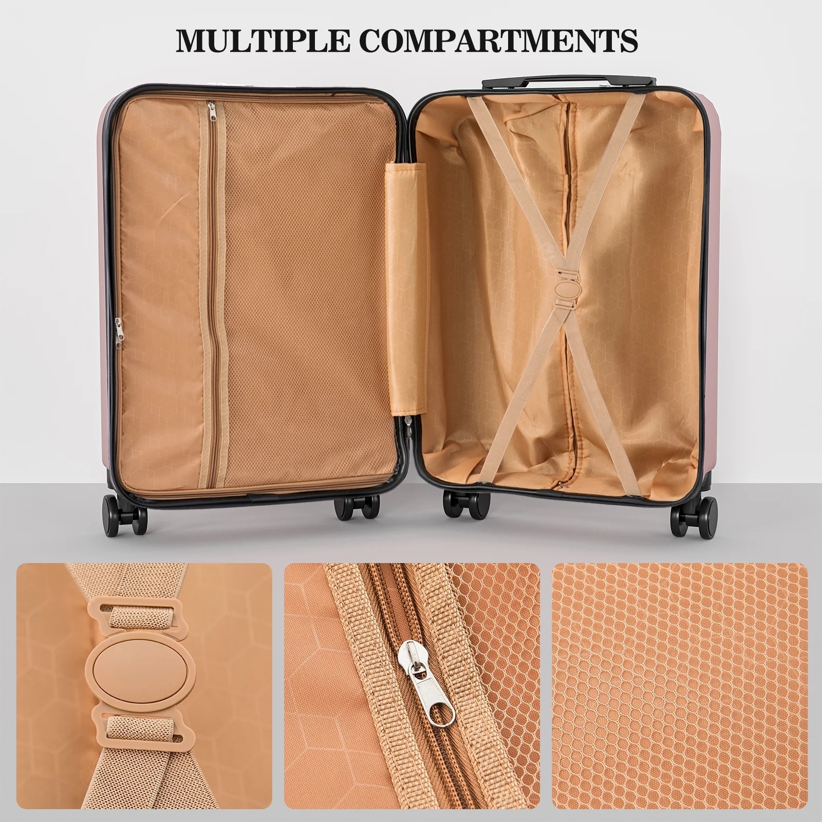 Apelila 4 Piece Luggage Sets Waterproof Durable Ultra-Light Hardside Spinner Suitcase Set Extra Large Capacity with 360 Silent Wheels 3-Level Handles Lightweight Travel Luggage Free Covers & Hangers