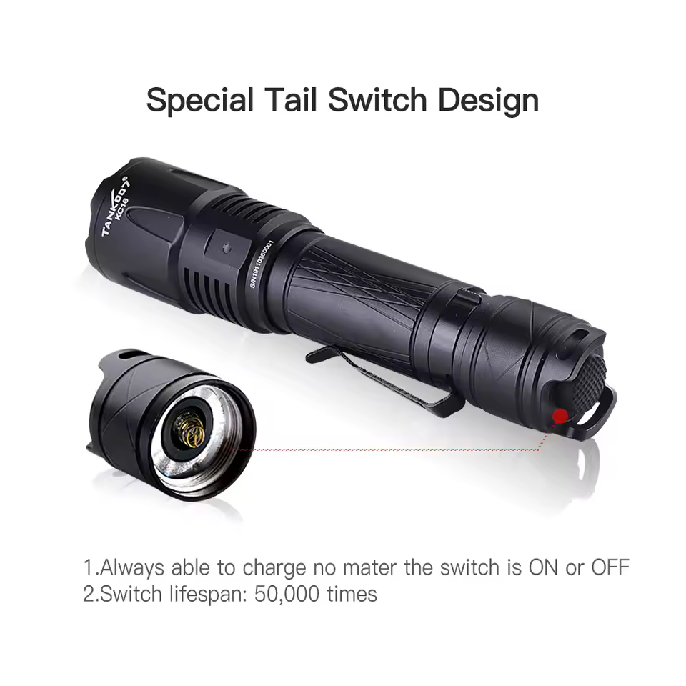 Tank007 KC16 high-brightness tactical waterproof flashlight and lantern rechargeable suitable for emergency camping and outdoor