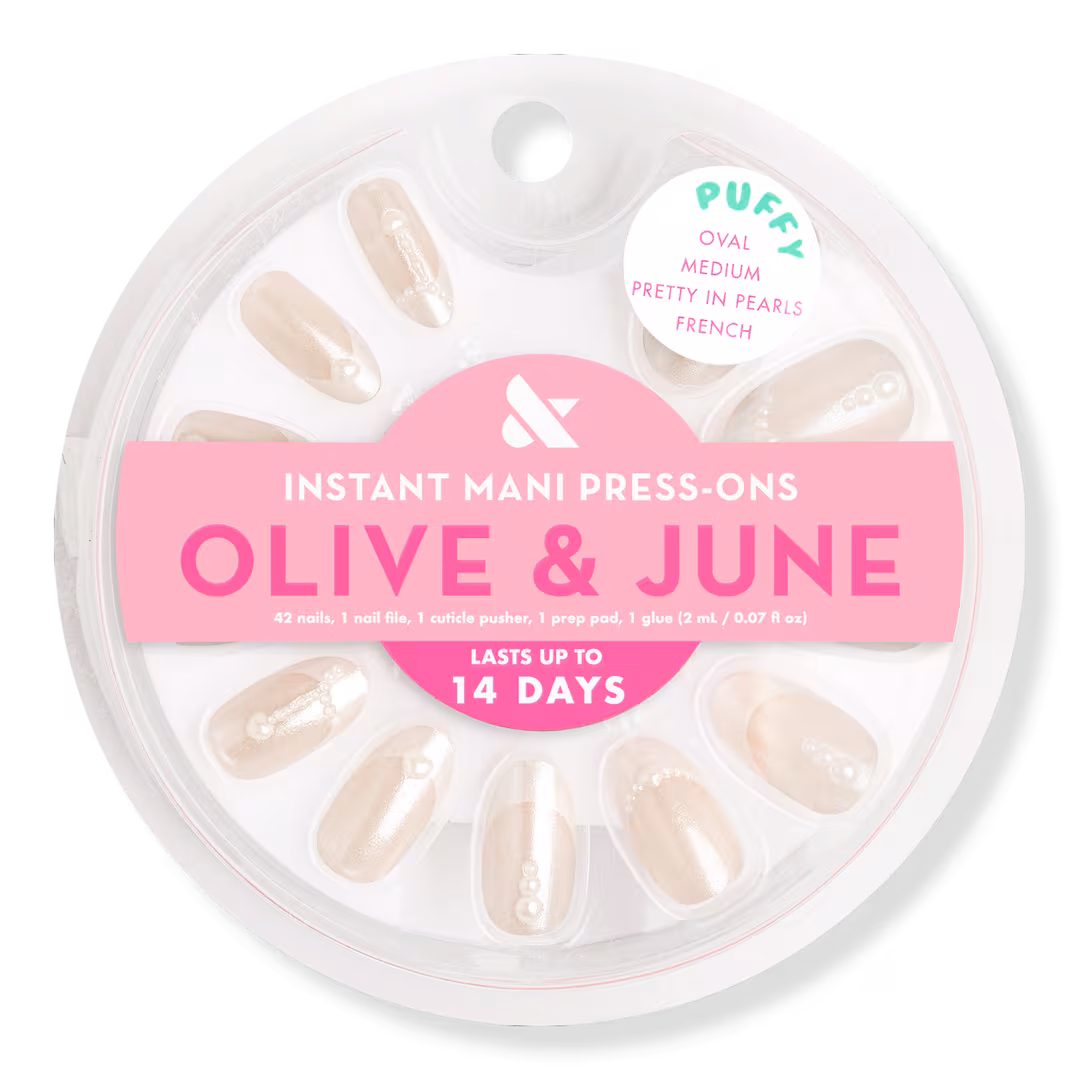 Olive & June  Instant Mani Press-On Nails Pearl Heart French