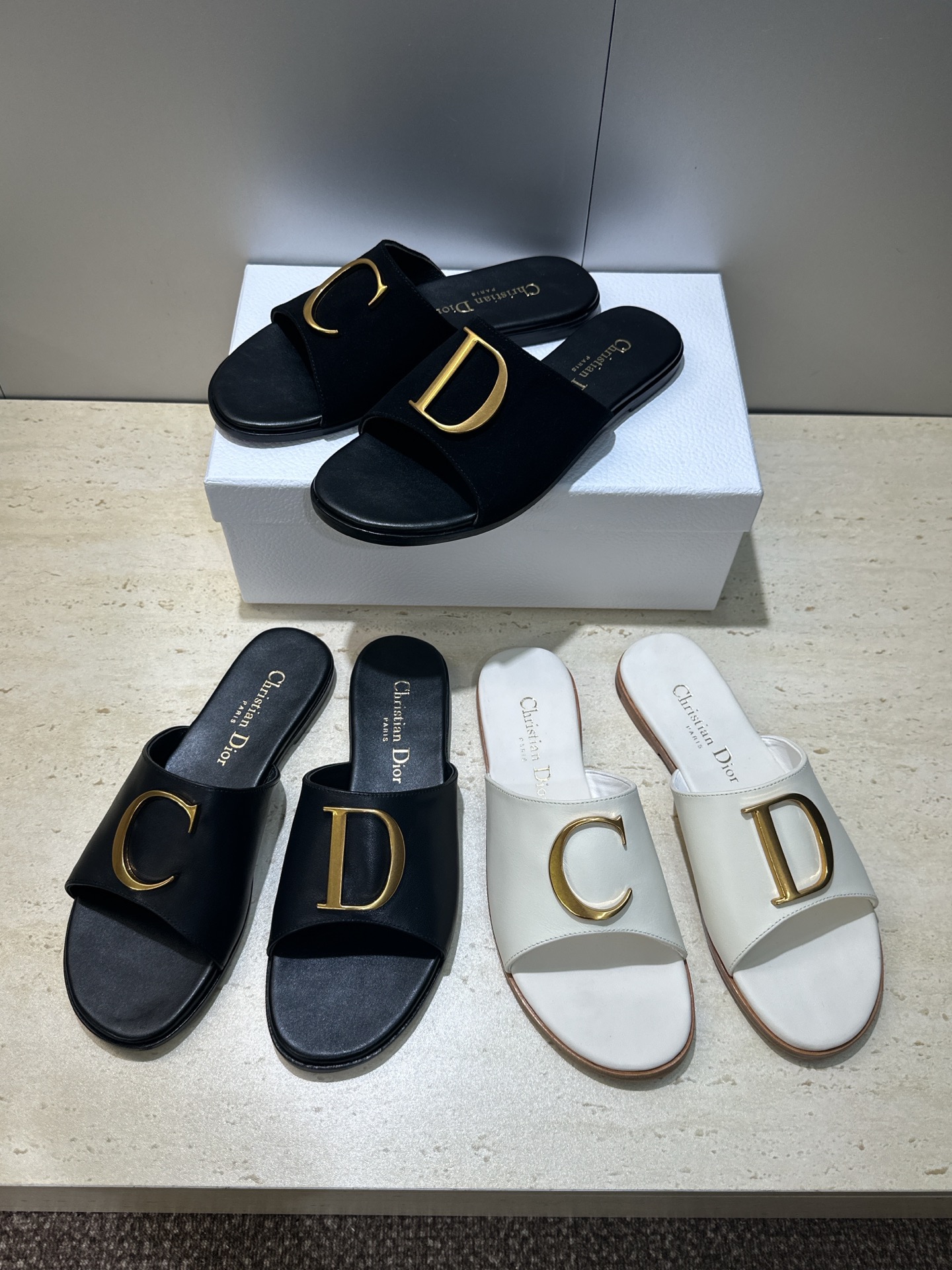 Dior CD Logo Slides Sandals