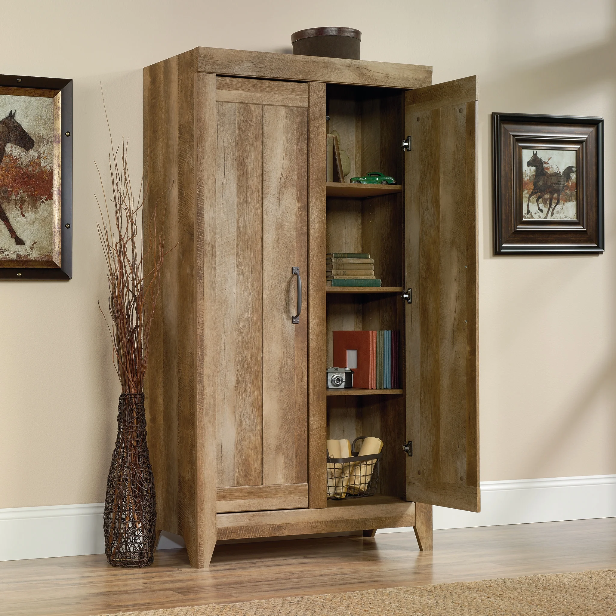 Sauder Adept 2 Door Storage Cabinet, Craftsman Oak Finish