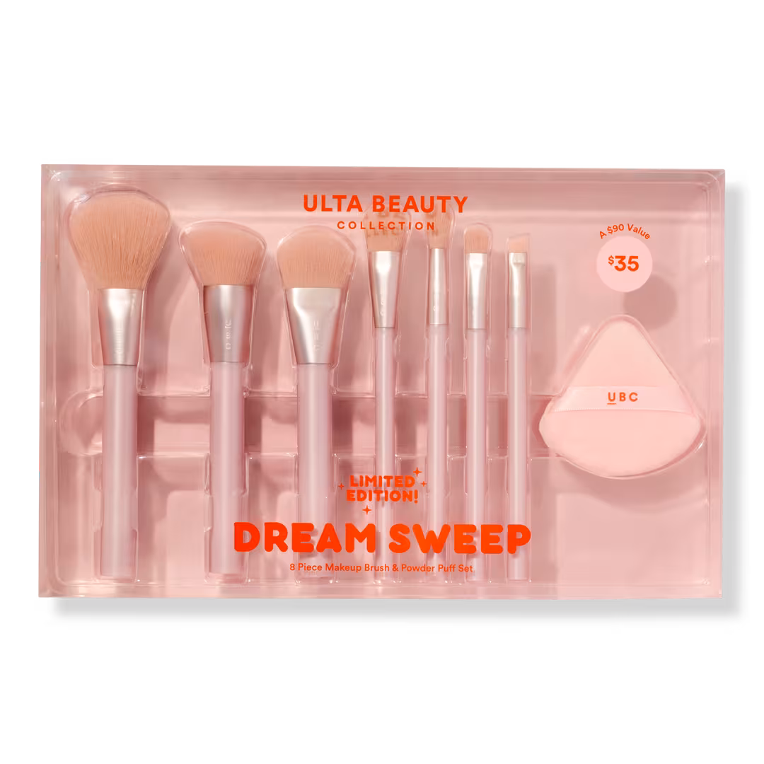 ULTA Beauty Collection  Dream Sweep 8 Piece Makeup Brush and Powder Puff Set