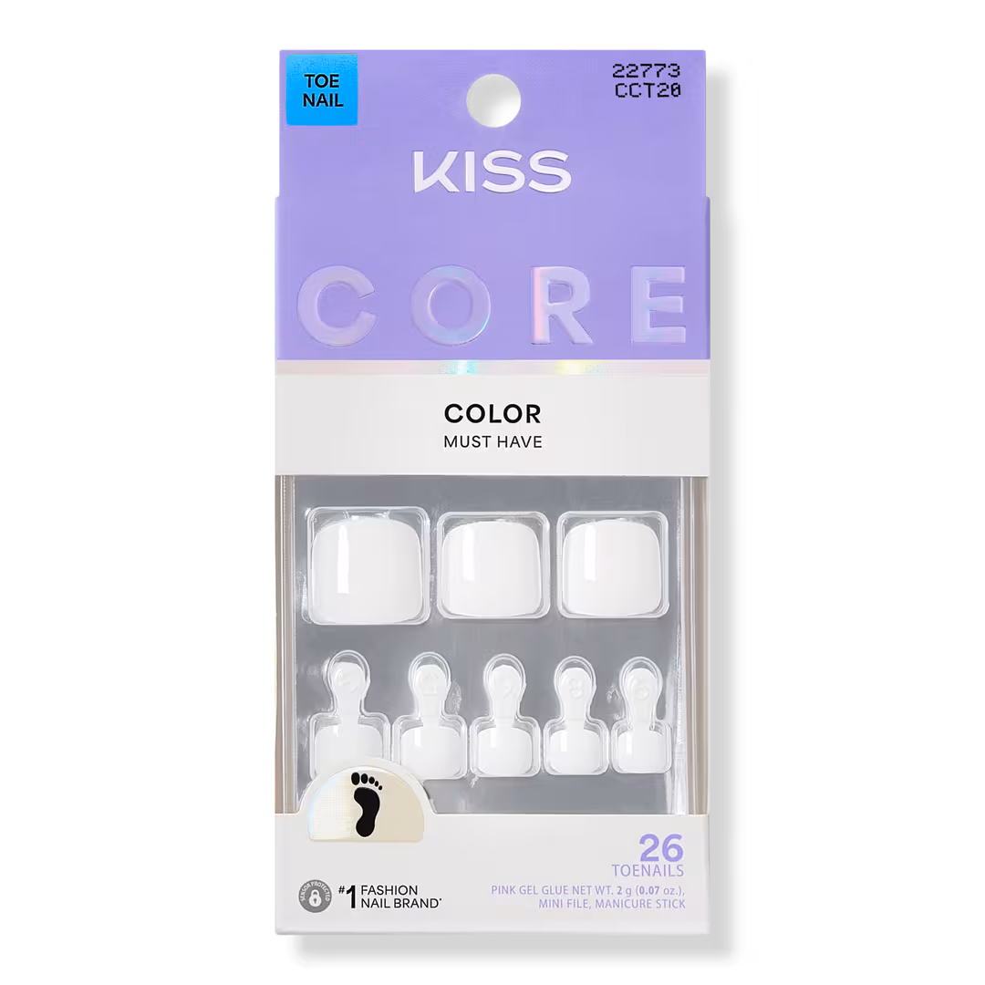 Kiss  Core Color Short Squoval Press On Toenails, Toe-tally Yours