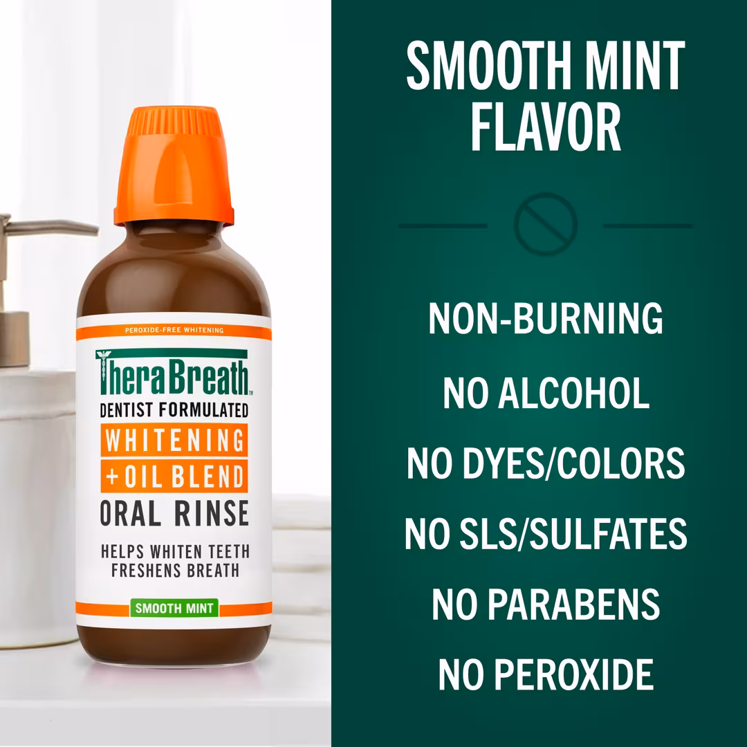 TheraBreath  Whitening Oil Blend Oral Rinse Smooth Mint