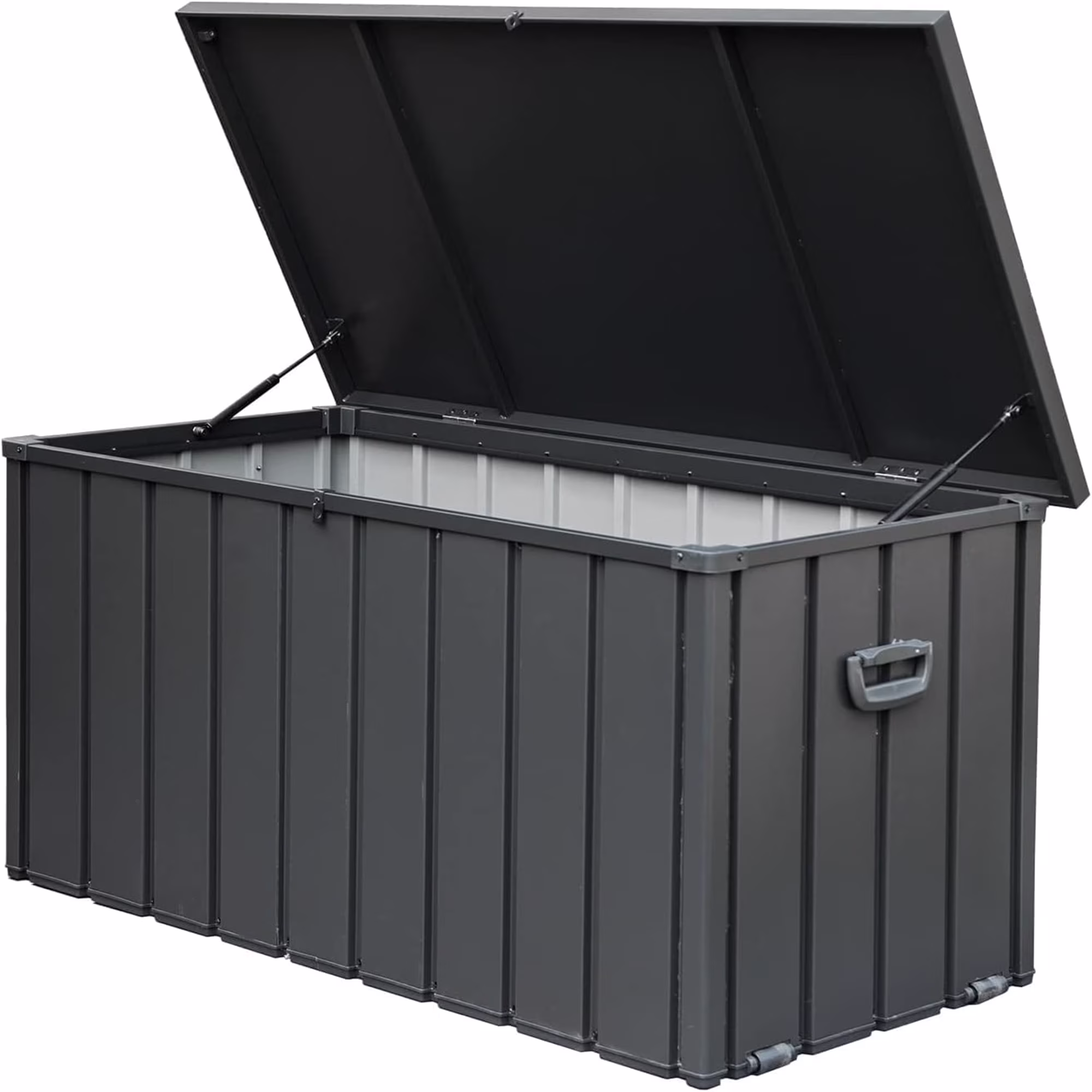100 Gallon Outdoor Storage Deck Box Waterproof, Large Patio Poolside Storage Bin for Outside Cushions, Throw Pillows, Garden Tools (Dark Gray)
