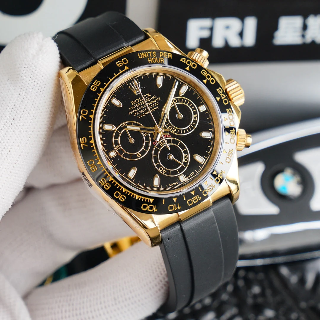Rolex Watch DAYTONA 40MM GOLD CASE BLACK RUBBER STRAP Watch