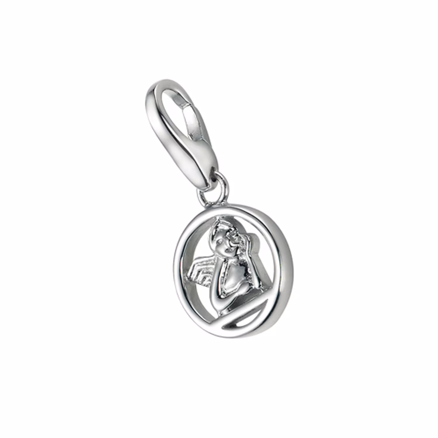 Charm rund mit Engel, Silber 925