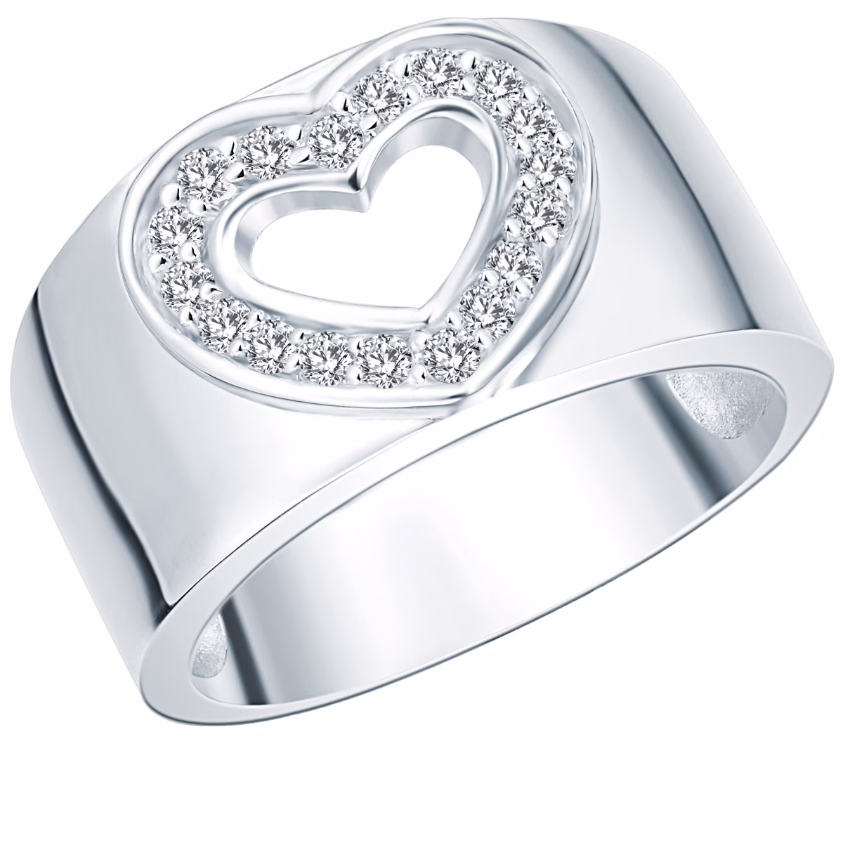 Ring Herz Sterling Silber Zirkonia in Silber