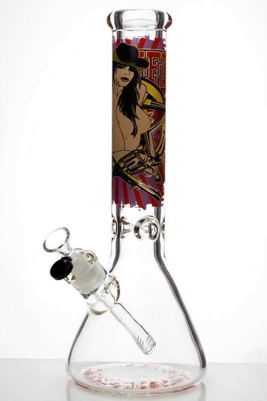 14 sexy girl cartoon heavy glass beaker water bong