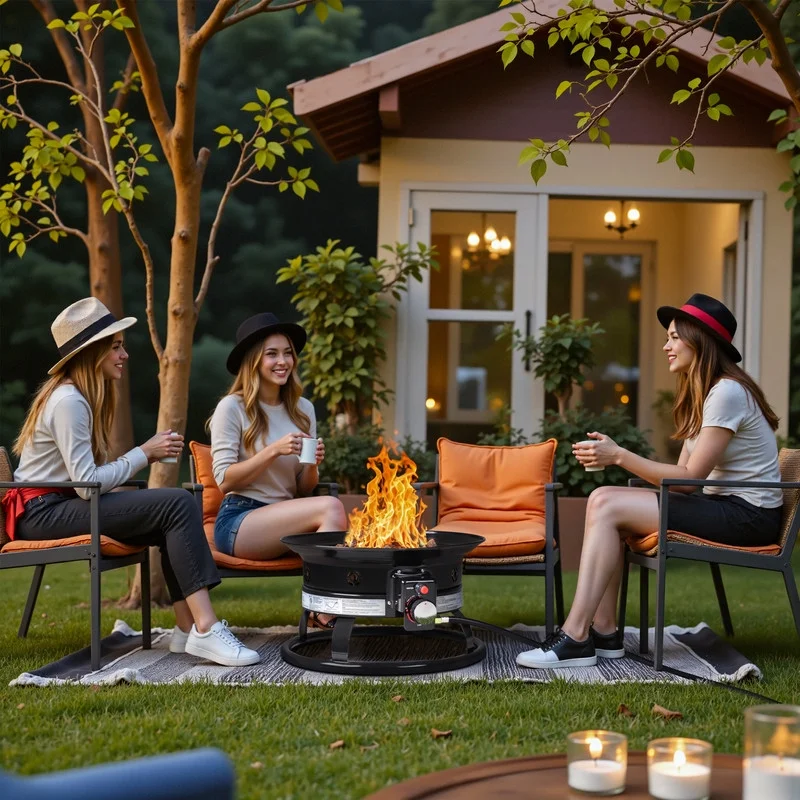 Homall Portable Propane Fire Pit for Outside, Smokeless Gas Fire Bowl with Auto-Ignition, 19-Inch Diameter Lid & Carry Kit, for Patio,, Black
