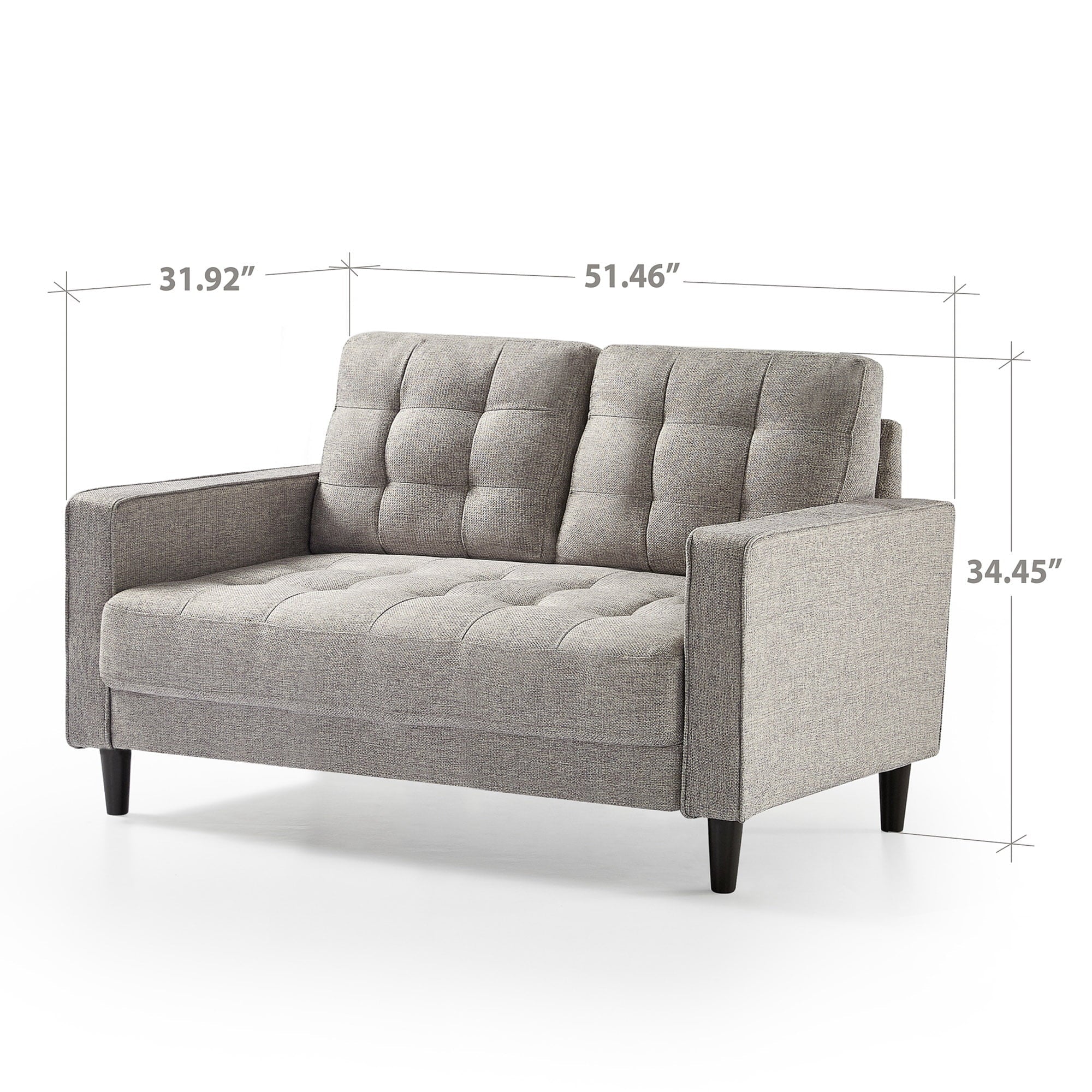 Zinus Benton 2-Seater Loveseat, Soft Grey