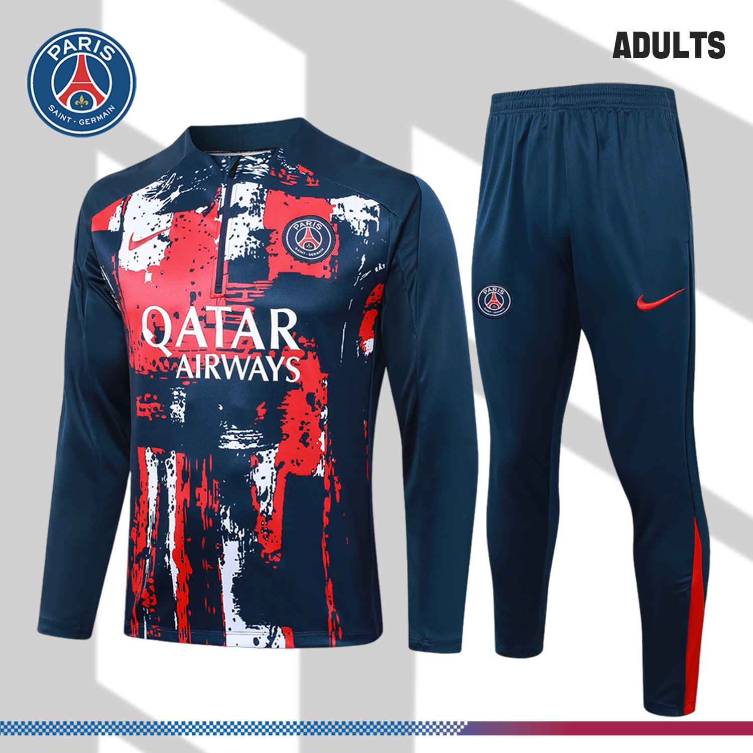 24/25 Paris Saint-Germain Half-Zip Tracksuit (Adult Kit)