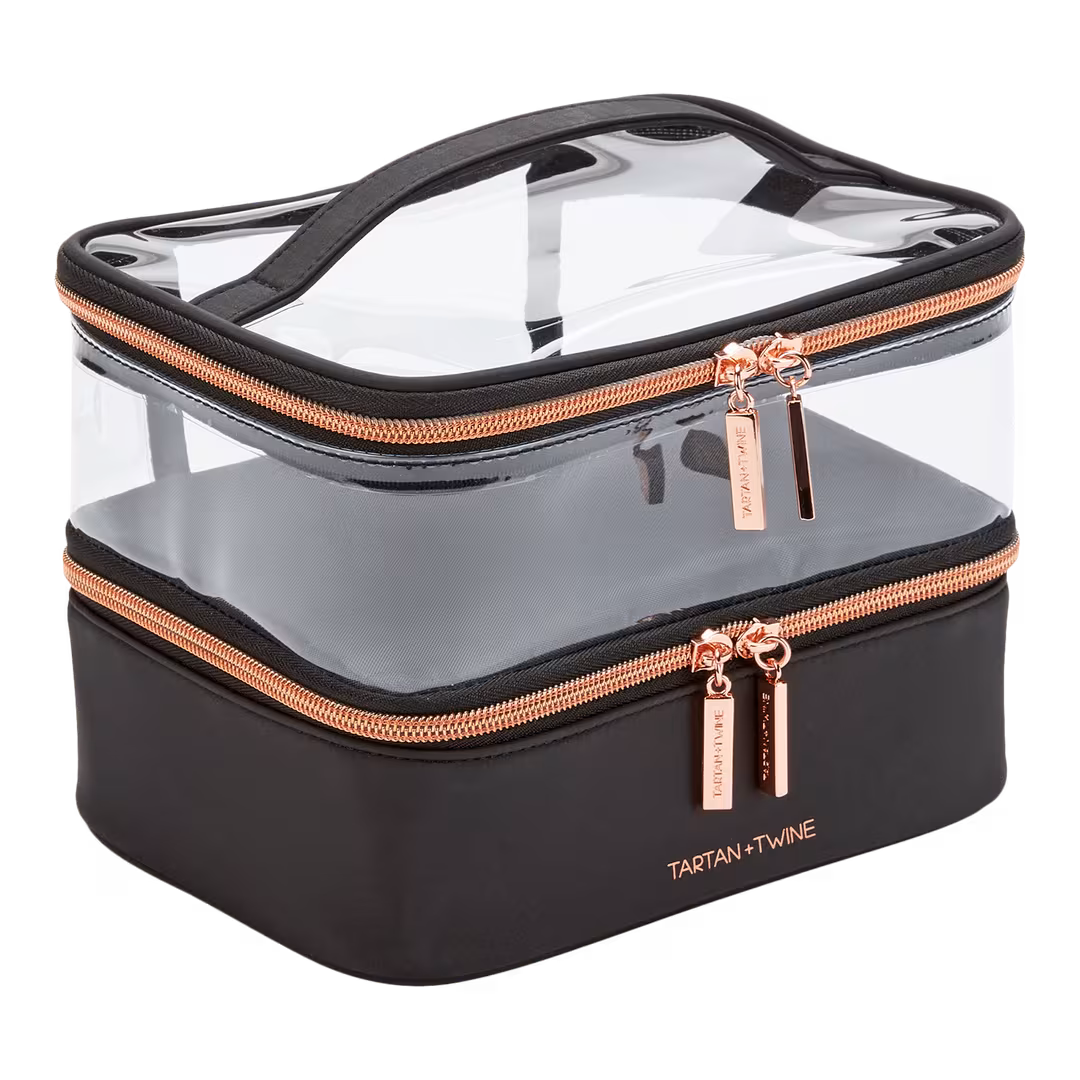 Tartan + Twine  Basics Black Double-Zip Train Case