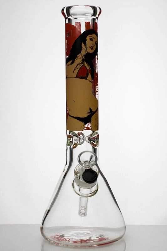 14 sexy girl cartoon heavy glass beaker water bong