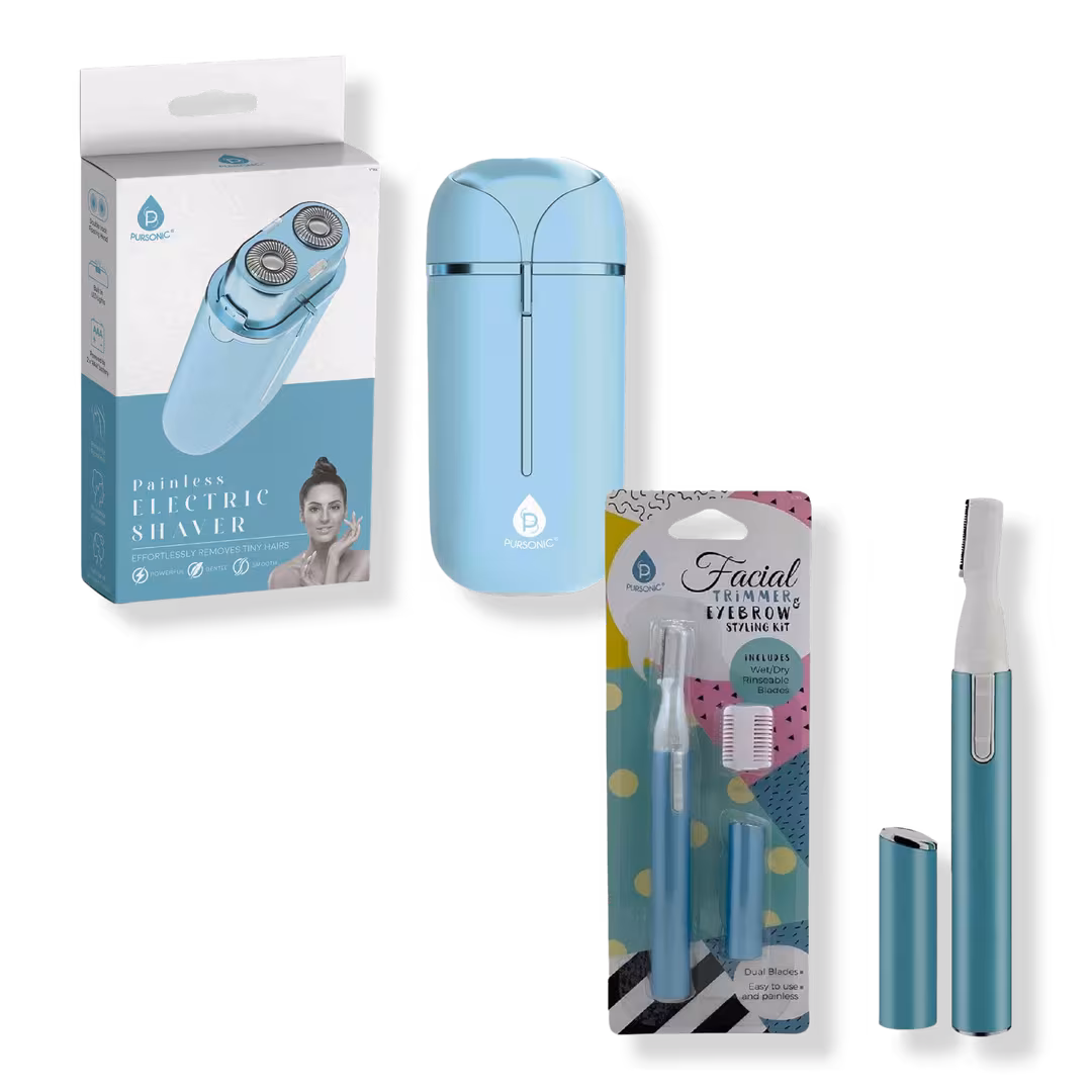 PURSONIC  Facial Trimming, Brow Styling, and Painless Shaving in One Kit