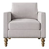 SYNGAR Accent Chair for Living Room, Bedroom Comfy Reading Armchair, Mid Century Modern Arm Chair Soft Linen Upholstered Cozy Side Single Sofa Chair Nailhead Trim Decor Relaxing Seating, Beige