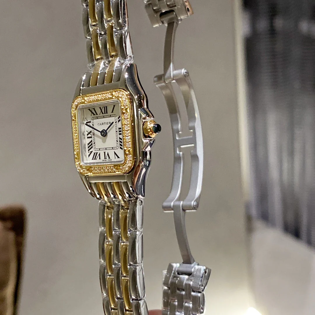 Cartier Watch PANTHERE 22MM QUARTZ GOLD STEEL DIAMOND BEZEL