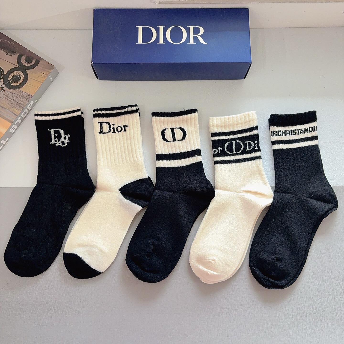 D Mid‑tube Knitted Letter Socks Set  YVTS0301004