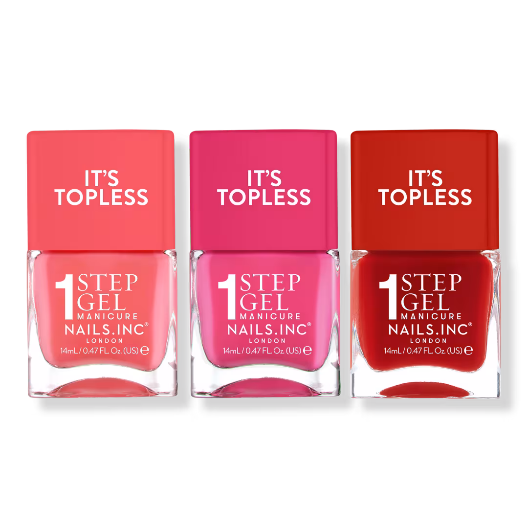 Nails Inc.  It's Topless Reds 1-Step Gel-Like Manicure Nail Polish Set